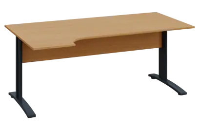 CRK 18 - 166 stůl kancelářský, rohový, levý, kovová podnož černá, deska 18 mm, široký 1600 mm, buk r